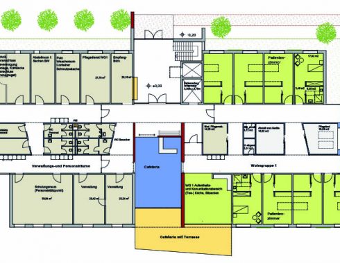 Fachpflegezentrum für Wachkomapatienten - Entwurf - Grundriss