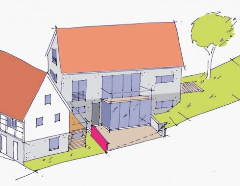 Erweiterung Bestandsgeäude und Neubau Einfamilienhaus - Isometrie